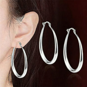 Orecchini a Cerchio a Goccia Lisci Minimalisti Lucidi da Donna per Uso Quotidiano - Product Image 2