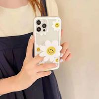 Funda de teléfono con soporte de flores de dibujos animados, carcasa de silicona anticaída para iPhone 13 13PRO11 11promax, novedad de 2022