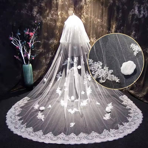 Il nuovo velo copricapo Chao Xian <span class=keywords><strong>Sen</strong></span> è un netto rosso foto oggetti di scena sposa sposa coda lunga nuziale velo All-match - Product Image 5