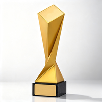 Trofeo de Resina Personalizado OEM ODM, Trofeo de Metal con Base de Mármol Negro para Regalo de Ceremonia Anual de la Empresa