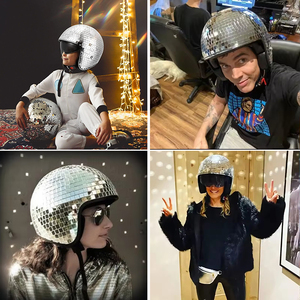 Cool Fashion Handmade Half Face Disco Ball <span class=keywords><strong>Casque</strong></span> de <span class=keywords><strong>moto</strong></span> Nouveau matériau ABS pour DJ Night Club Party Prop ou Surface de miroir - Product Image 5