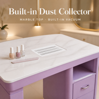 Meubles de salon de manucure modernes, table de manucure individuelle avec plateau en marbre, table de manucure avec collecteur de poussière
