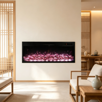 Cheminée électrique encastrée linéaire de 72 pouces avec télécommande CE, flamme LED multicolore, verrouillage enfant, vente en gros pour hôtels, villas et commerces