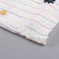 Petites fleurs noires personnalisées, lignes colorées, floral fait à la main 75% coton 25% polyester, tissu de lin de broderie 3D de luxe