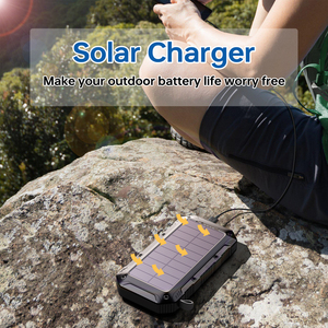 Banco de Energía Solar Impermeable de 20000mAh con Doble USB, Soporte para Teléfono Móvil, Entrada de CC Tipo-C, Batería de Litio Polímero con Protección Contra Sobrecarga - Product Image 3
