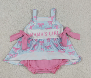 Vestido de mamá para hermanas con lazo, volantes y largo hasta la rodilla, túnica y pelele. - Product Image 3