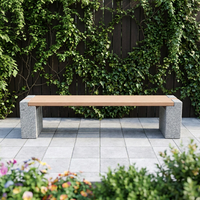 Banc de jardin moderne en HDPE avec cadre en marbre, durable et écologique, 3 places, pour parc et jardin