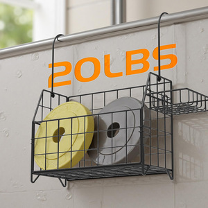 Hanging Bathroom <b>Storage</b> Basket Black Metal Mesh Organizer For <b>Shower</b> Toiletries With Drainage Hook Type Installation - Product Image 2