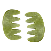 Peigne Gua Sha en pierre naturelle de Jade, vert foncé, outil de Massage, en forme de lune, pour élimination des cheveux, sans boîte