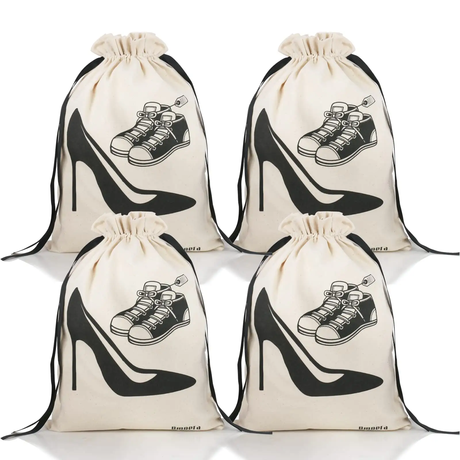 Tas tali serut kanvas dengan Logo khusus untuk kemasan sepatu tas katun kanvas lipat ramah lingkungan dengan kapasitas besar