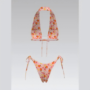Mejore su oferta minorista con este bikini de dos piezas con estampado personalizado para mujer – Elegante detalle de nudo en la espalda - Product Image 2