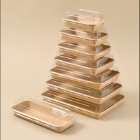 Plateau à sushi jetable en papier kraft sans PFAS, qualité alimentaire, pour vente en gros, avec logo OEM, en vrac