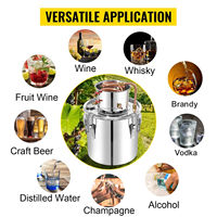 Alambic à alcool en acier inoxydable 12L 20L 30L 50L avec condenseur, chaudière de distillation d'eau et d'alcool 13,2 Gal avec tube en cuivre pour la fabrication de vin