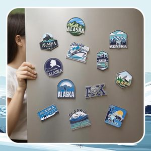 Konohan Set di 12 Magneti per Frigorifero dell'Alaska con Design di Orso <span class=keywords><strong>Grizzly</strong></span> e Ghiacciaio in Metallo Fabbricati in Cina - Regali per Decorazione Porta Frigorifero - Product Image 5