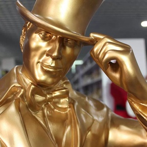 Estatua de Tamaño Real con Apariencia Dorada, Estatua de Jardín de Fibra de Vidrio, Escultura Grande Dorada, Pequeña Estatua Decorativa de Interior, Estatua de Artista Personalizada - Product Image 2