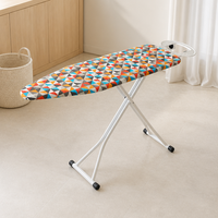 Table à repasser pliante autoportante, planche à repasser pour vêtements, réglable en hauteur sur 7 niveaux, support à repasser blanc, housse 100% coton