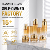 Flacon pompe et pot à crème en verre ambré dégradé de luxe OEM ODM avec logo personnalisé pour emballage de coffret cosmétique et soins de la peau