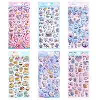 Autocollants 3D à paillettes en époxy, motifs chat et lapin mignons, pour gâteaux et desserts, autocollants décoratifs transparents et gonflés pour journal intime