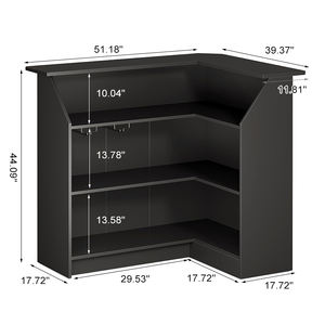 Gabinete de barra de panel de madera en forma de L de 4 niveles con almacenamiento integrado Estante de vino de almacenamiento múltiple Perchas para uso comercial en el hogar - Product Image 2