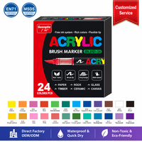 Marqueurs acryliques liquides Guangna 24 couleurs, prêts à être expédiés, séchage rapide, sans bavures, stylos à peinture à valve, kit artistique multi-surfaces