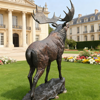 Sculpture animalière de jardin moderne en métal d'extérieur Statue d'orignal en bronze modèle artisanal personnalisé en fer plaqué décoration de la maison soudage