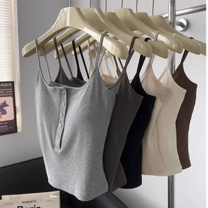Débardeur court en coton brodé pour femme, sans manches, avec impression de logo personnalisé - Product Image 1