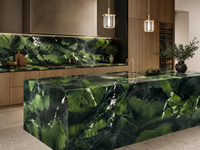Dalle de quartzite avocat polie, pierre verte, pour îlot de cuisine cascade, plan de toilette flottant, comptoir de bar, plateau de table basse