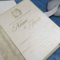 Invitations de mariage élégantes personnalisées beiges avec dorure à chaud – Carte d'invitation en billet pour fête de mariage moderne