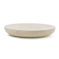 Table basse en marbre travertin poli, design simple et moderne, décoration de la maison, beige naturel, style japonais, table ronde