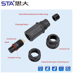 E7 Conector De Cabo À Prova D' Água Terminais De Conexão Rápida <span class=keywords><strong>2</strong></span> 3 4 5 6 Pinos Em Linha Reta Campo Masculino Montado Plug De Acoalamento - Product Image 6