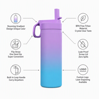 Bouteille d'eau personnalisée avec logo dégradé, en Tritan, avec paille rabattable, anti-fuite, sans BPA, légère, pour la salle de sport, les activités de plein air, bouteille isotherme