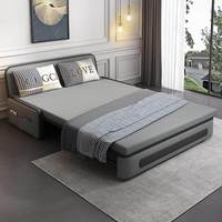 Sofá Cama Multifuncional 2 en 1, Sofá de Dos Plazas con Almacenamiento en Cuero Sintético Impermeable y Bolsillo Lateral, Plegable y Convertible