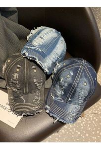 Women's New Washed Denim Baseball Cap Trendy Distressed Outdoor Daily Fashion Baseball <b>Hats</b> - Product Image 4