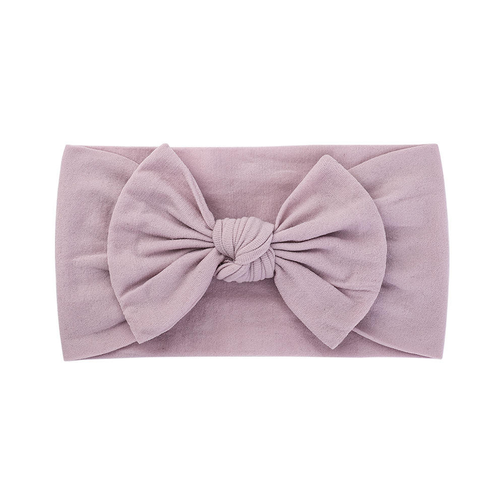 Wholesale Turban Nylon Wide Headband Hair Accessories Elastic Candy Solid Color Bow Headband for Baby Girls
