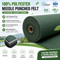 Tapis vert premium 100 % polyester non tissé aiguilleté, uni, respirant, extensible et écologique