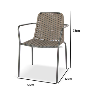 Muebles de cuerda para exteriores, silla con marco de metal, silla apilable de cuerda para restaurante - Product Image 1