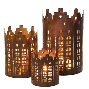 Juego de Portavelas de Hierro Hechos a Mano con Recortes de Paisajes Urbanos para Decoración del Hogar, Día de San Valentín - Product Image 1