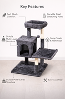 Arbre à chat multi-niveaux en peluche, écologique et durable, avec poteaux en sisal et structure d'escalade en velours pour chatons et chats adultes d'intérieur