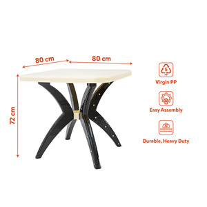 Table de repas carrée robuste pour l'extérieur, en PP vierge, légère, imperméable, pour patio et jardin, montage facile, moderne, résistante aux intempéries - Product Image 5