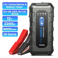 TOPDON Europe UK Stock V2200Plus 2200A 12V Portable d'urgence Auto Booster Power Bank 2 en 1 Testeur de batterie Démarreur de saut pour voiture