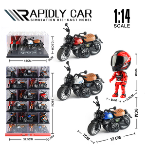 Modellino di Mini Moto in Scala 1:14 in Lega e Metallo Pressofuso con Casco e Supporto Espositivo in Acrilico per Collezionisti - Product Image 2