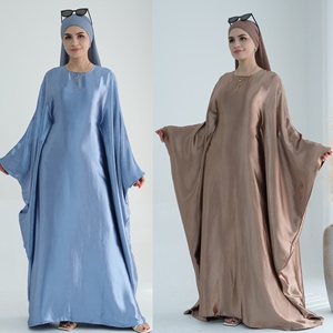 Vestido largo arrugado de satén con manga de mariposa Ramadan Eid cinturón interior vestidos de fiesta brillantes Dubai Turquía Kaftan ropa islámica vestido - Product Image 3