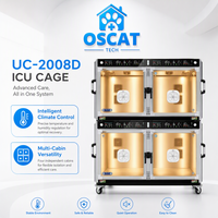 Cage d'unité de soins intensifs vétérinaire OSCAT avec climatiseur pour grands chiens, unité de soins intensifs intelligente multi-cabines pour animaux UC-2008D