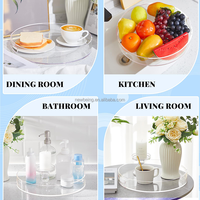 Plateau rond en acrylique avec poignées Plateau de service rond transparent robuste Plateau circulaire décoratif pour cuisine salle de bain