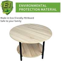 Table basse ronde moderne avec rangement en chêne blanc