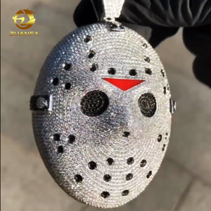 祖安法定制周五第13个主角杰森·沃希斯吊坠VVS莫桑石嘻哈珠宝魅力925银吊坠 - Product Image 4