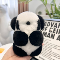 Mignon Rex Lapin Fourrure Panda En Peluche Porte-clés Accessoire Doux Pendentif Porte-clés