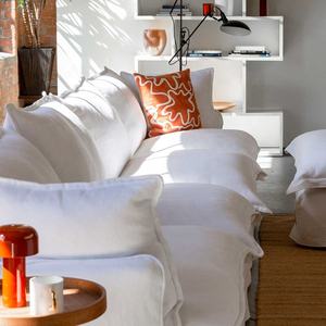 कमरे में रहने वाले सफेद छोटी तकिया बढ़त कपड़े सोफे सेट बतख पंख अनुभागीय सोफे सोफे - Product Image 4