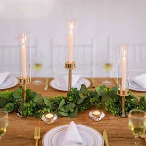 European Retro Table Decoration Electroplating Gold Taper Metal <b>Glass</b> Candle Ornaments <b>Candlestick</b> Holder for Party Wedding - Product Image 4
