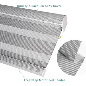 Stores enrouleurs zébrés en polyester SAMADHI, sur mesure, semi-occultants, style naturel, motorisés, produit moderne - Product Image 5